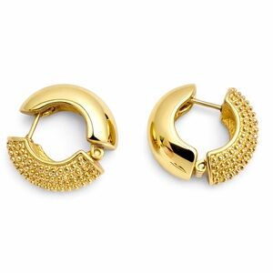 E. Pearl Gold Plated Huggie Earring